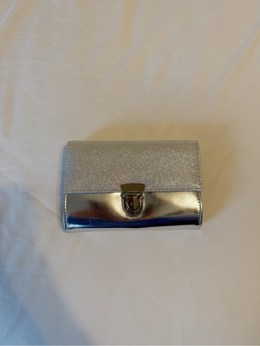 Silver Glitter Metallic Clutch Wallet